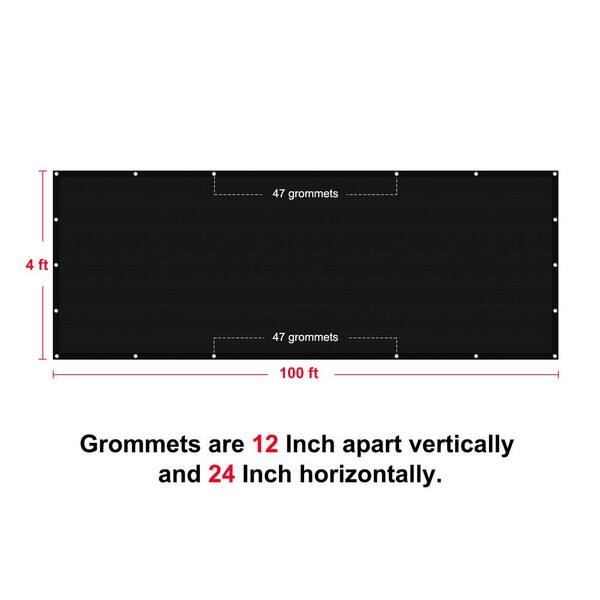 Privacy Fence Screen Heavy-Duty 90% Blockage Shade Cover Fencing Net for Wall Garden Gazebo Backyard, 8 x 100 ft., Black