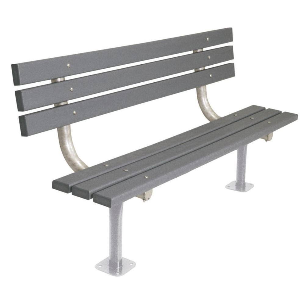 6 ft. Gray Commercial Park Recycled Plastic Bench with Back Surface Mount price history on PriceWatchPro