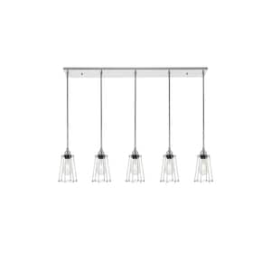 Timeless Home 45.5 in. 5-Light Chrome Pendant Light, Bulbs Not Included