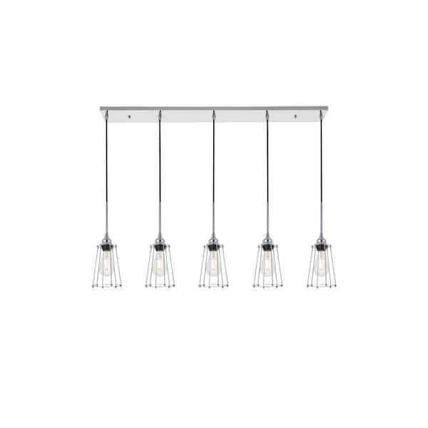 Unbranded Timeless Home 45.5 in. 5-Light Chrome Pendant Light, Bulbs Not Included