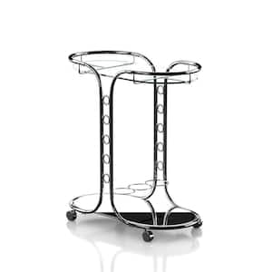 Neo Chrome Serving Cart With Tempered Glass Top