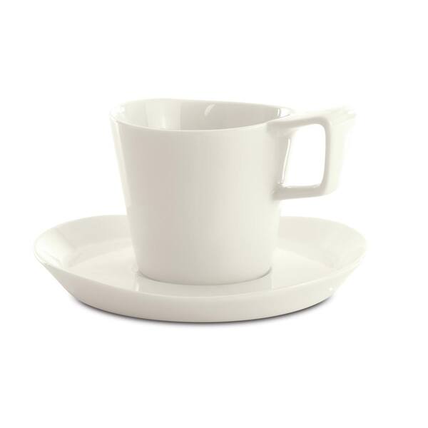 BergHOFF Eclipse 6 oz. White Porcelain Coffee Cup and Saucer (Set of 2)