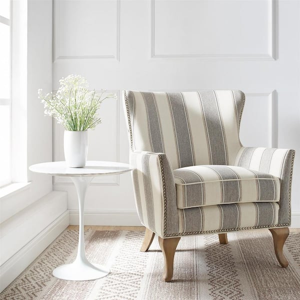 Grey stripe armchair sale