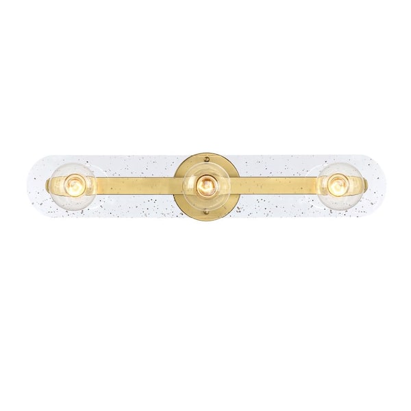 Designers Fountain Demi 24 in. 3-Light Brushed Gold Vanity Light with Artisan Cast Glass Shade for Bathrooms