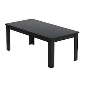 3-Piece 44 in. Black Large Rectangle Wood Coffee Table Set