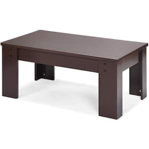 43 in. Brown Large Rectangle Wood Coffee Table with Lift Top