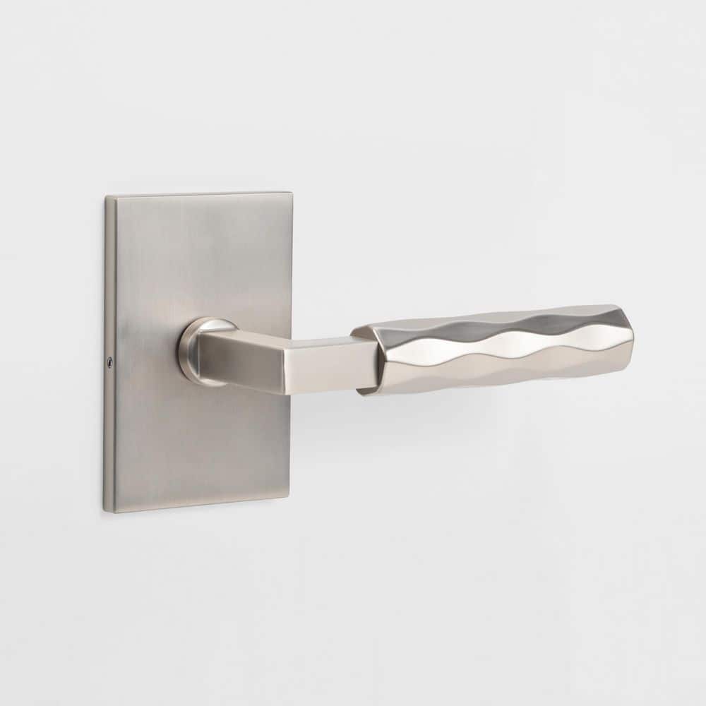 Hailey Satin Nickel Modern Diamond Wave Interior Door Handle, Rectangle Plate with Concealed Screws (Double Dummy) price history on PriceWatchPro