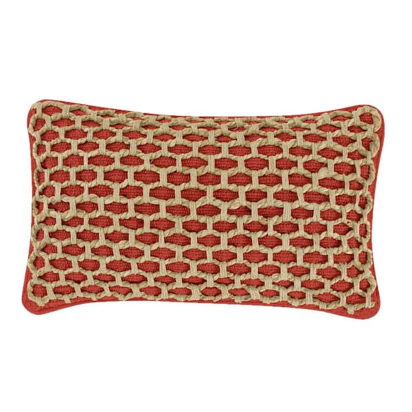 Boho Living Jada Rust Geometric Zipper 12 in. x 20 in. Throw Pillow Cover