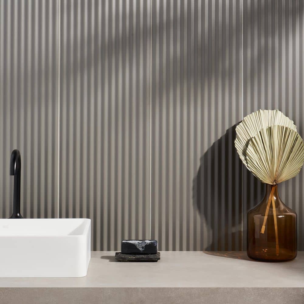 Smoke Gray 3D Matte Ceramic Wall Tile 11.41 x 35.37 Inch