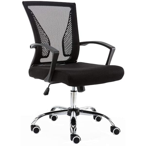 VECELO Fabric Swivel Ergonomic Office Task Chair with Adjustable Arms Mesh Lumbar  Support for Computer Task Work, Black KHD-OC01-BLK - The Home Depot