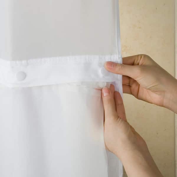 Snap Frosty Peva Shower Curtain Liner, Hookless Shower Curtain With Snap In Liner