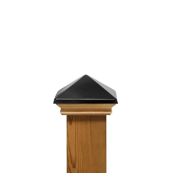 Protectyte 4 in. x 4 in. West Indies Miterless Wood Post Cap with Black Stainless Pyramid