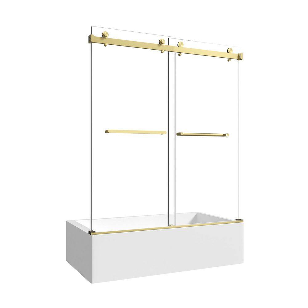 Dark 60 in. W x 60 in. H Double Bypass Sliding Tub Door in Gold with Tempered Glass, Nano Explosion-Proof Film price history on PriceWatchPro