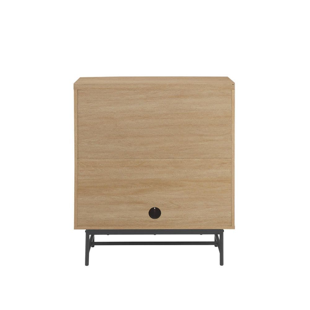 32" Coastal Oak and Black Fluted-Door Accent Cabinet