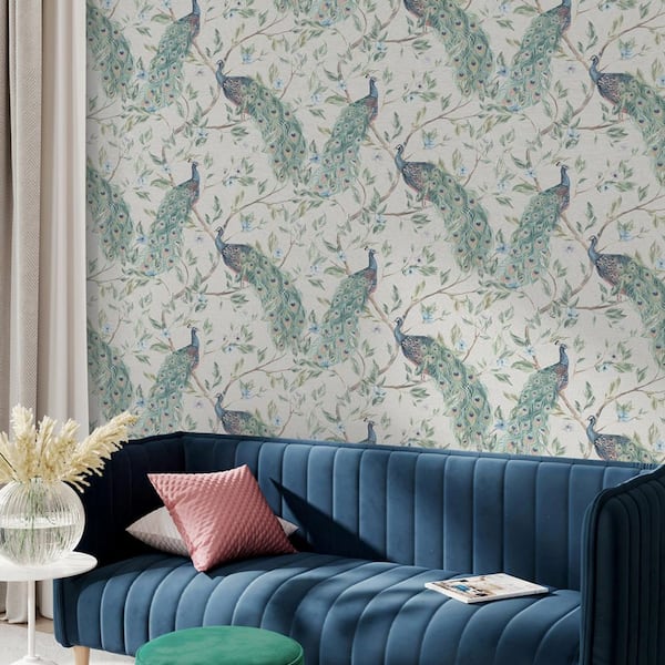 Keeka Blue Peacocks Wallpaper