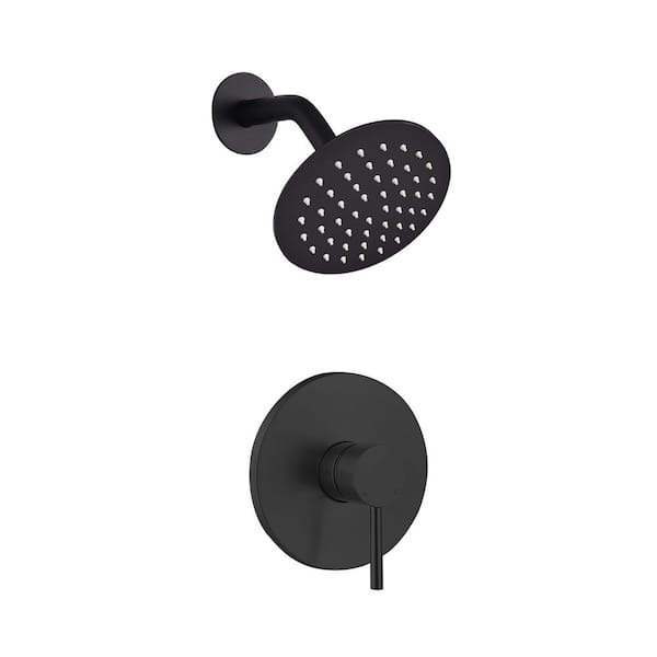 6 in. Single Handle 1-Spray Shower Faucet 1.8 GPM with Anti Scald in Matte Black