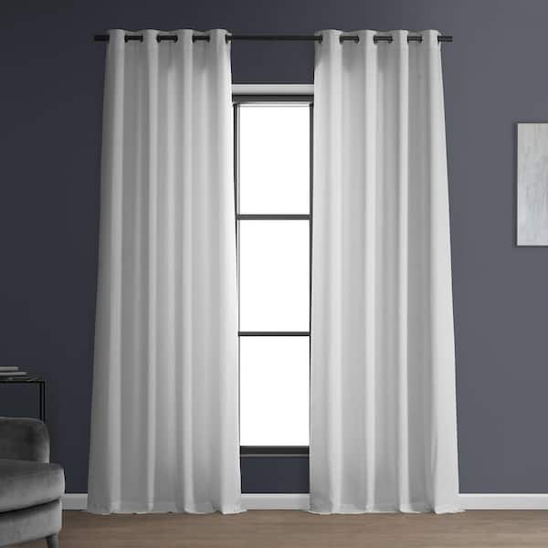 Exclusive Fabrics & Furnishings Dove White Italian Faux Linen Grommet Room Darkening Curtain - 50 in. W x 108 in. L (1 Panel)