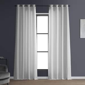 Dove White Italian Faux Linen Grommet Room Darkening Curtain - 50 in. W x 120 in. L (1 Panel)