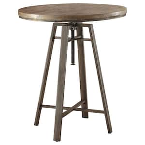 42 in. H Round Brushed Nutmeg Wood Top Bar Table with Metal Frame (Seats 2-4)