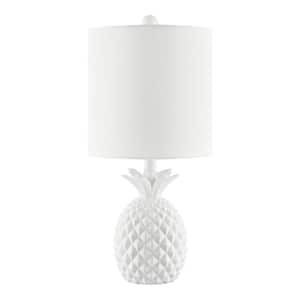 Sutton 16.5 in. White Pineapple Table Lamp with White Fabric Shade