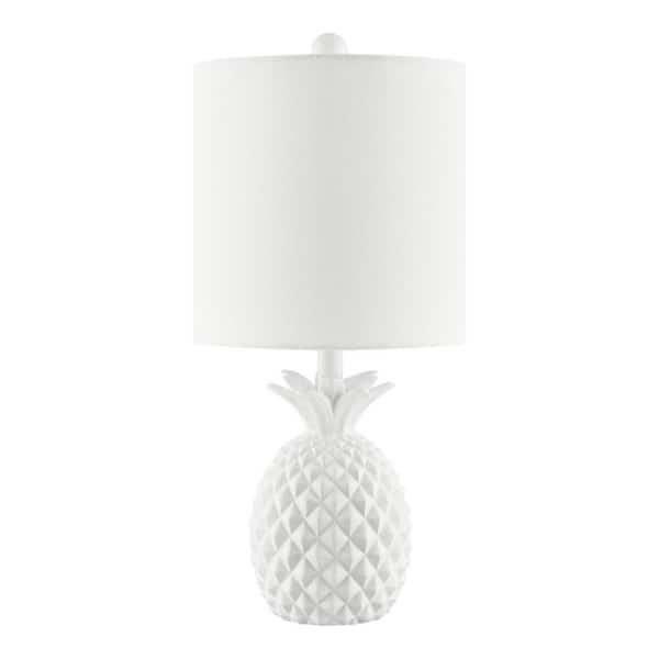 Hampton Bay Sutton 16.5 in. White Pineapple Table Lamp with White Fabric Shade