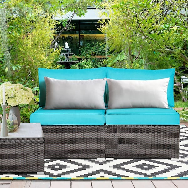 Teal Backyard Seat Cushions Outdoor Dining Chair Contoured Patio