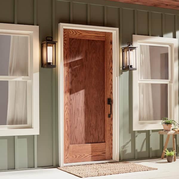 South Hope 17.75 in. 1-Light Rubbed Bronze Outdoor Hardwired Wall Lantern Sconce with No Bulbs Included (1-Pack)