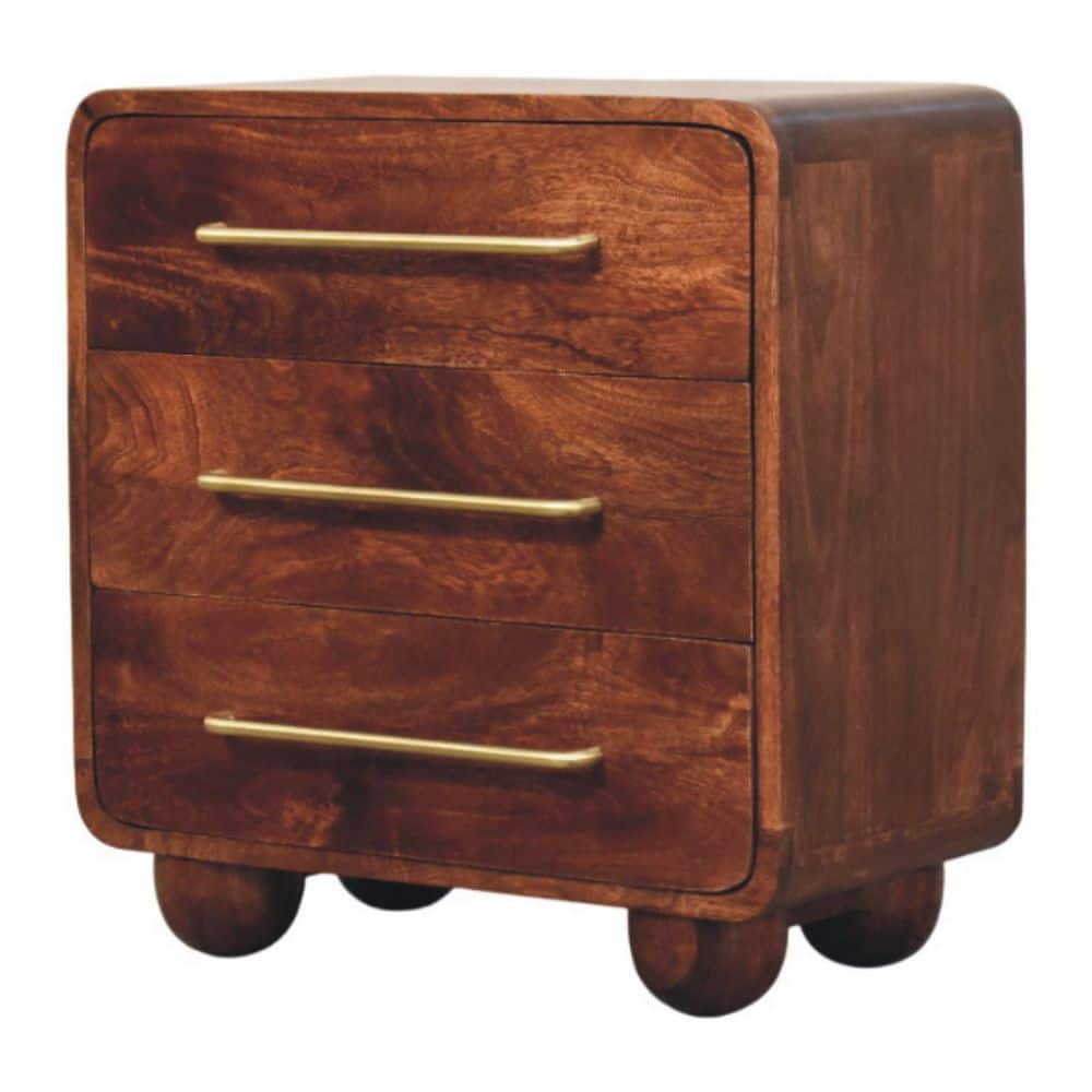 Ellema Brown 3-Drawer Solid Wood Nightstand price history on PriceWatchPro