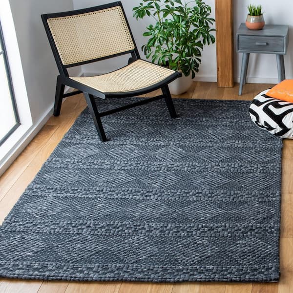 Marbella Charcoal Doormat 3 ft. x 5 ft. Diamond Striped Area Rug