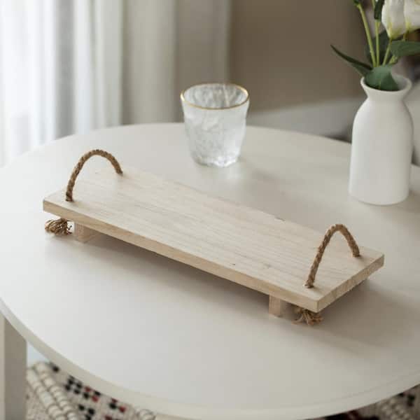 Vintiquewise Decorative Natural Wood Rectangular Tray Serving