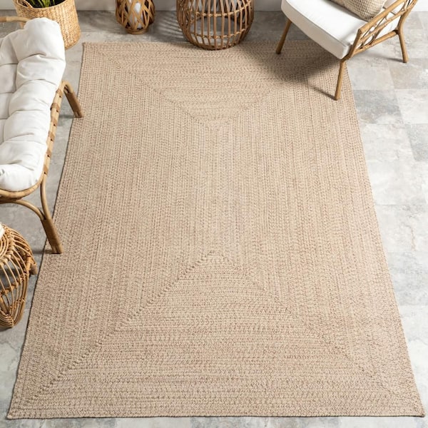 Tan 2 ft. x 3 ft. Everywhere Hand-Braided Outdoor Area Rug