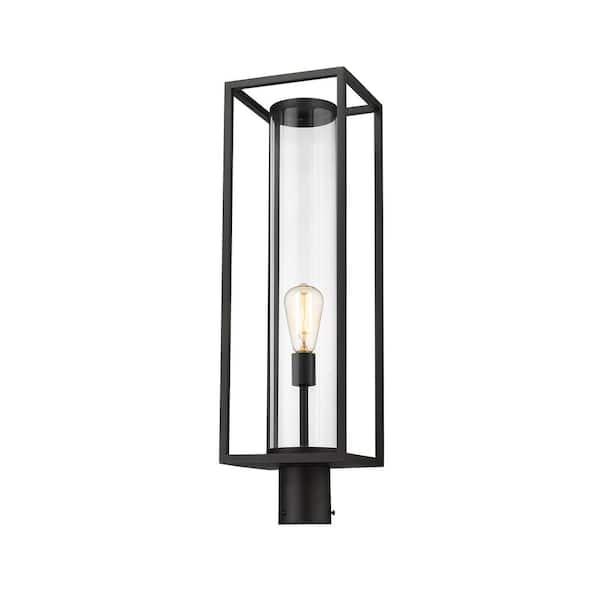 Unbranded Dunbroch 1-Light Black 28 in. Aluminum Hardwired Outdoor Weather Resistant Post Light Round Fitter with No Bulb Included