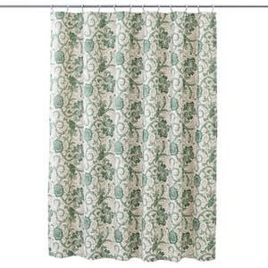 Dorset 72 in Green Creme Floral Shower Curtain