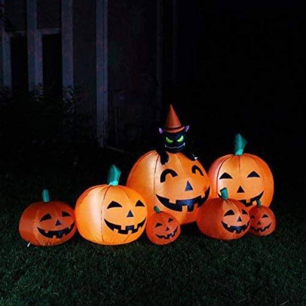 Joiedomi 7 ft. Halloween Tall Pumpkin Patch with Cat Inflatable 
