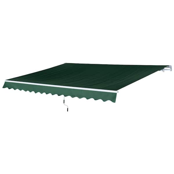 12 ft. x 8.2 ft. Outdoor Patio Manual Retractable Exterior Window Awning with Durable PU Design Green