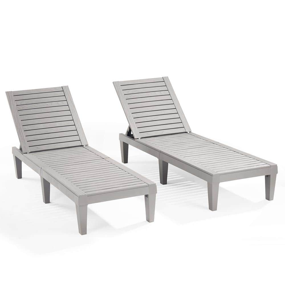Gray Adjustable Polyresin Outdoor Chaise Lounge Set
