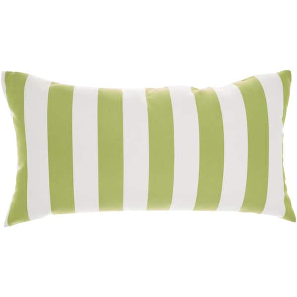 12"x24" Floral Red Green Gold White Stripes IN/OUTDOOR Decorative Throw Pillow 