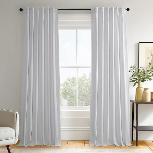 White Ravello Burnout Velvet 50 in. W x 108 in. L Rod Pocket Room Darkening Curtain (Single Panel)