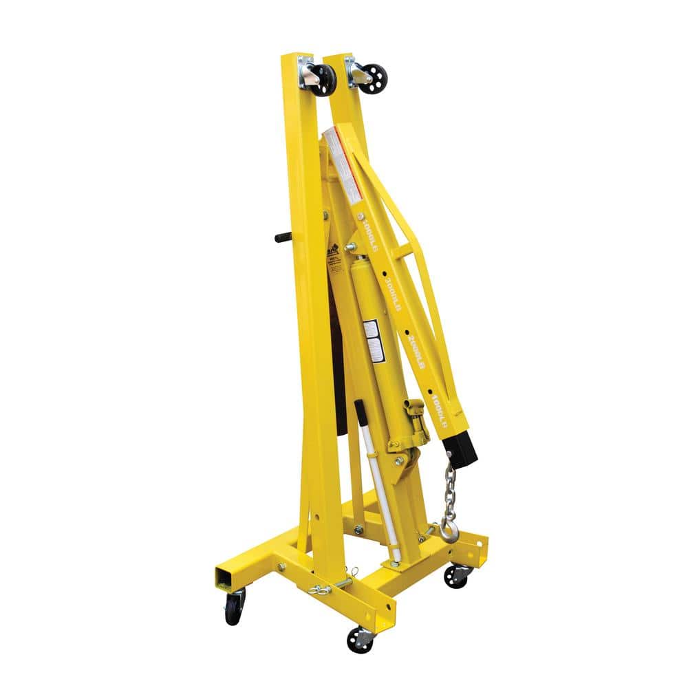 Yellow Heavy-Duty Steel Folding Engine Hoist with Telescopic Boom
