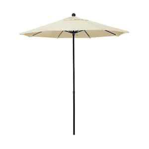 7.5 ft. Black Fiberglass Commercial Market Patio Umbrella with Fiberglass Ribs and Push Lift in Canvas Sunbrella
