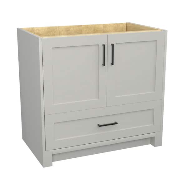 Zeafive Lay 36 in. Bath Vanity Cabinet Without Top Solid Wood Freestanding Soft-Close Dovetail Drawer in Light Gray Assembled
