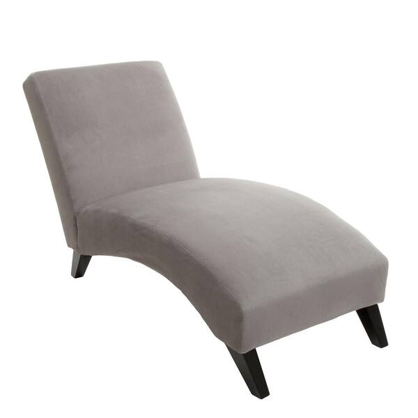 Noble House Gray Fabric Curved Chaise Lounge