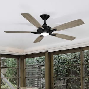 Dyno 52 in. LED Indoor Coal Black Ceiling Fan with Light and Remote Control