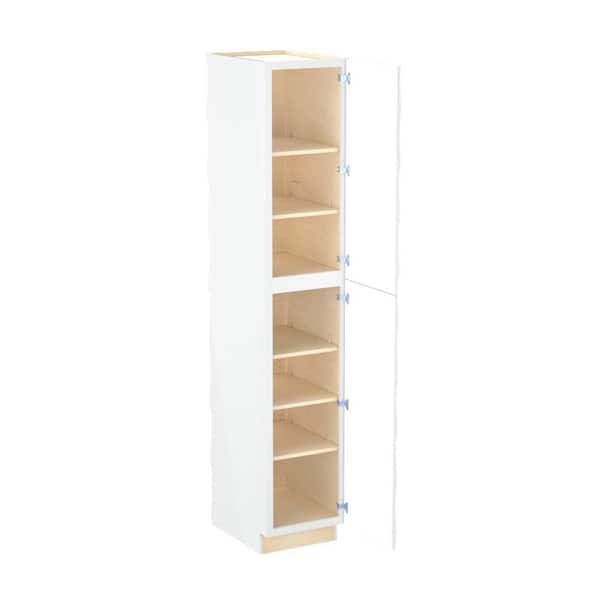 Franklin 18 in. W x 24 in. D x 96 in. H Assembled Plywood Pantry Kitchen Cabinet in Vesper White with Soft Close RH