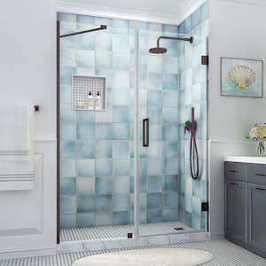Belmore XL 59.25 - 60.25 in. W x 80 in. H Frameless Hinged Shower Door with Clear StarCast Glass in Bronze