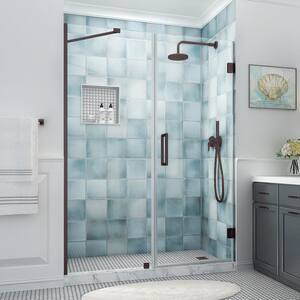 Belmore XL 60.25 - 61.25 in. W x 80 in. H Frameless Hinged Shower Door with Clear StarCast Glass in Bronze