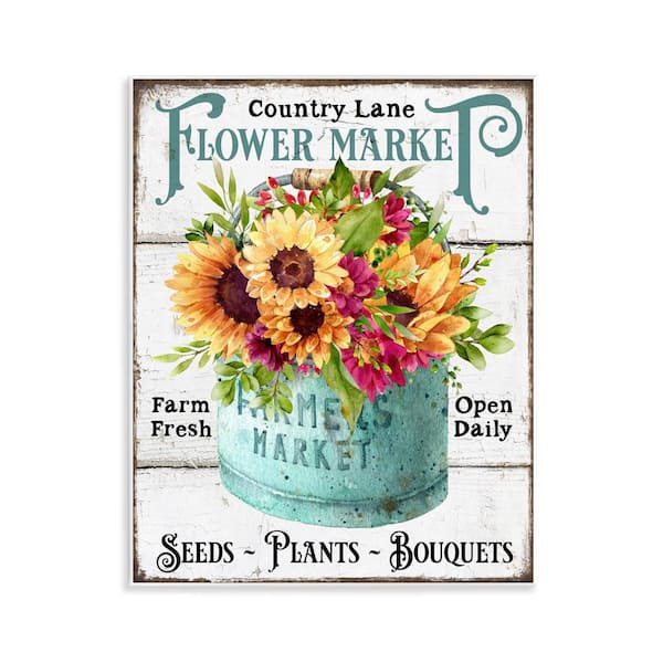 Country Lane Flower Market by Creatif Belle Unframed Nature Graphic Art Print 14 in. x 11 in.