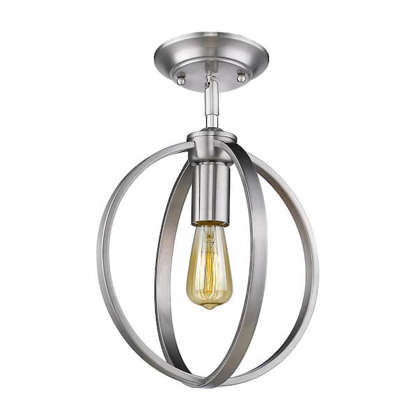 Colson 1-Light 9.75 in. Semi-Flush in Pewter