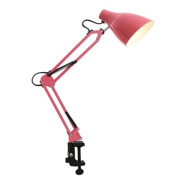 Odile 28.5 in. Pink Classic Industrial Adjustable Articulated Clamp-On LED Task Lamp
