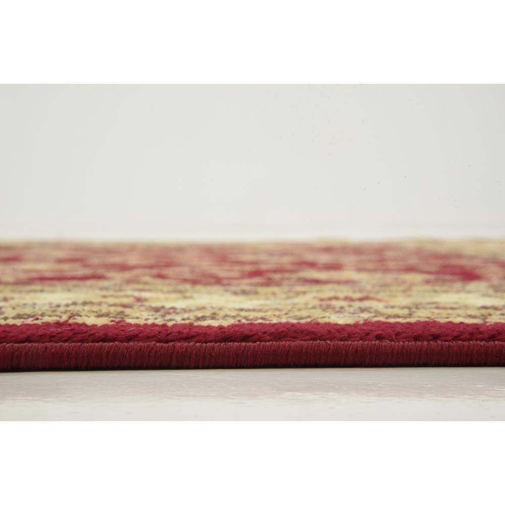 Elegant Red Floral 4' Square Synthetic Indoor Rug